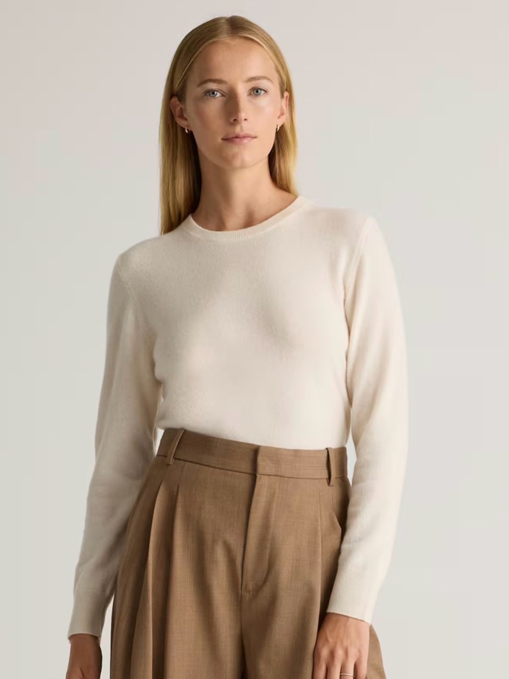Quince Cream Mongolian Cashmere Crewneck Sweater